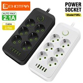 EU utikač AC utičnice Multitap utičnica produžni kabel 2M 5M razvodnik s USB tipom C punjenje mrežni filtar adapter