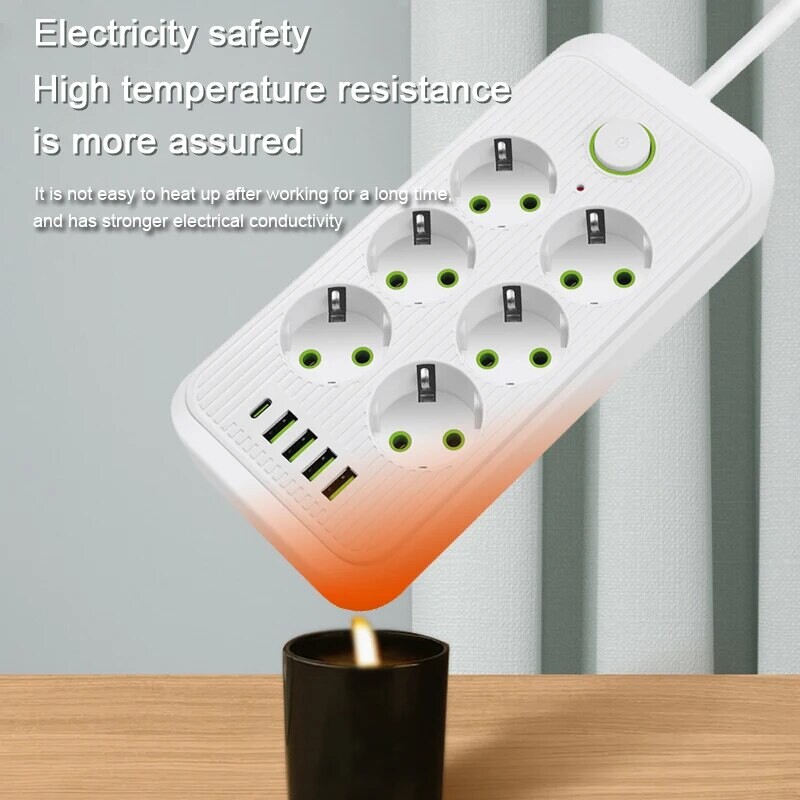EU utikač AC utičnice Multitap utičnica produžni kabel 2M 5M razvodnik s USB tipom C punjenje mrežni filtar adapter