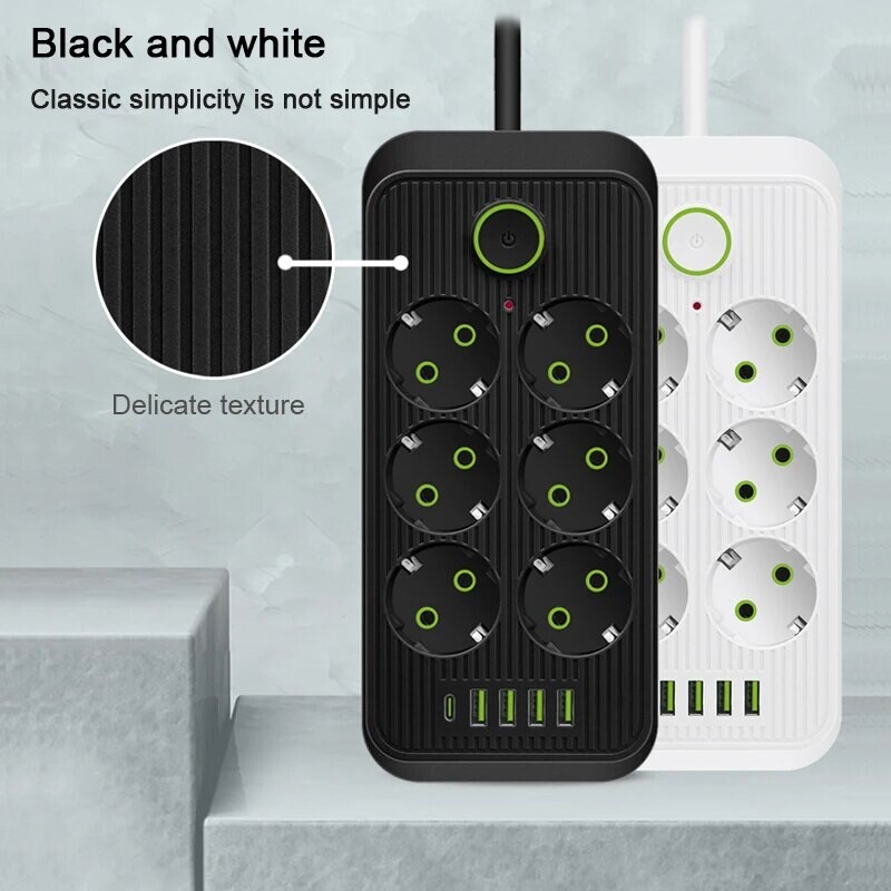 EU utikač AC utičnice Multitap utičnica produžni kabel 2M 5M razvodnik s USB tipom C punjenje mrežni filtar adapter