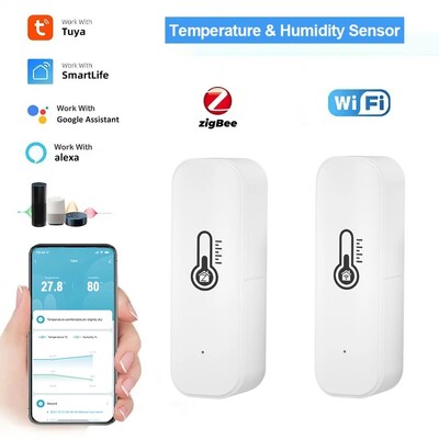 Tuya WiFi/ZigBee Temperatură și umiditate Smart Home Termometru Higrometru APP Alarma de la distanță Funcționează cu Alexa Google Home