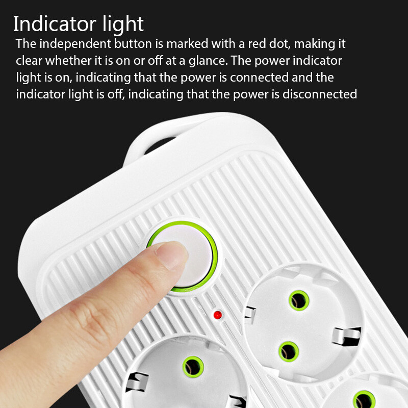 EU Plug 6 πρίζες AC Υποδοχή προέκτασης καλωδίου ηλεκτρικού πολύπριζου με 4 προσαρμογέα φίλτρου δικτύου φόρτισης τύπου C USB 1