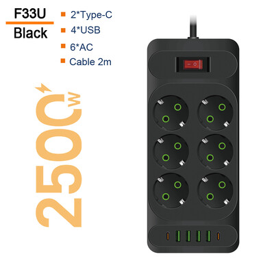 ES kontaktligzdas kontaktligzdas barošanas sloksne ar C tipa USB pagarinātāja kabeļa galveno slēdzi Daudzfunkciju elektrības kontaktligzdas tīkla filtra maiņstrāvas adapteris