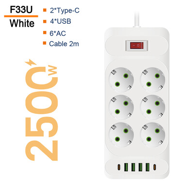 ES kontaktligzdas kontaktligzdas barošanas sloksne ar C tipa USB pagarinātāja kabeļa galveno slēdzi Daudzfunkciju elektrības kontaktligzdas tīkla filtra maiņstrāvas adapteris