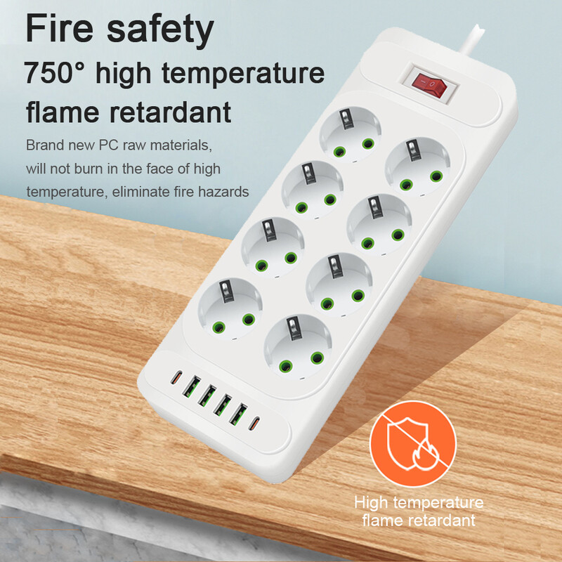 ES kontaktligzdas kontaktligzdas barošanas sloksne ar C tipa USB pagarinātāja kabeļa galveno slēdzi Daudzfunkciju elektrības kontaktligzdas tīkla filtra maiņstrāvas adapteris