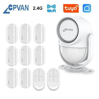 CPVAN безжична WIFI 2.4G интелигентна домашна алармена система Домашна защита срещу крадци Аларма 125dB поддръжка Tuya Smart Life control