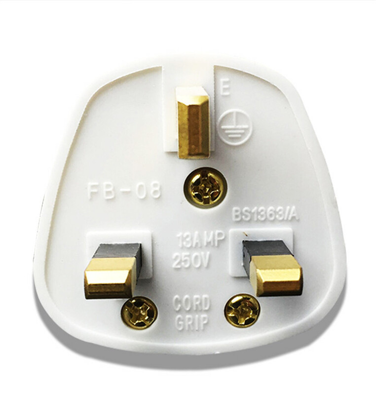 Balts/melns 3 kontaktu Apvienotās Karalistes elektrotīkla augšējais spraudnis 13A 13 AMP Ierīce Strāvas ligzda Drošinātāja adapteris Mājsaimniecība, 1 gab.