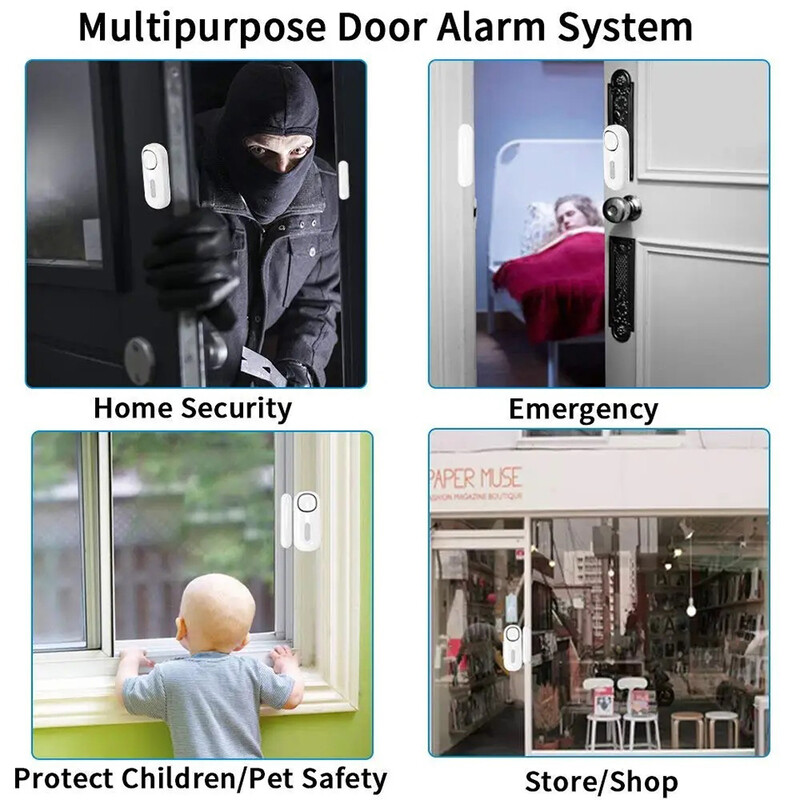 „Zexmte“ dviračių signalizacija su nuotoliniu išmaniųjų namų 110 dB nuo vagystės belaidžiu durų langų detektoriumi, saugia signalizacija, apsauga