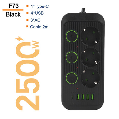 Viaczásuvkový napájací kábel s nezávislým prepínačom, porty USB typu C, predlžovací kábel, sieťový filter, AC zásuvka, elektrická zásuvka