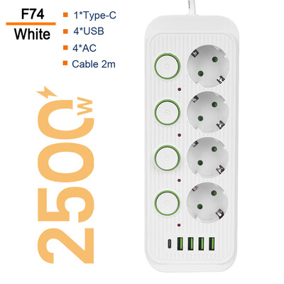 Viaczásuvkový napájací kábel s nezávislým prepínačom, porty USB typu C, predlžovací kábel, sieťový filter, AC zásuvka, elektrická zásuvka