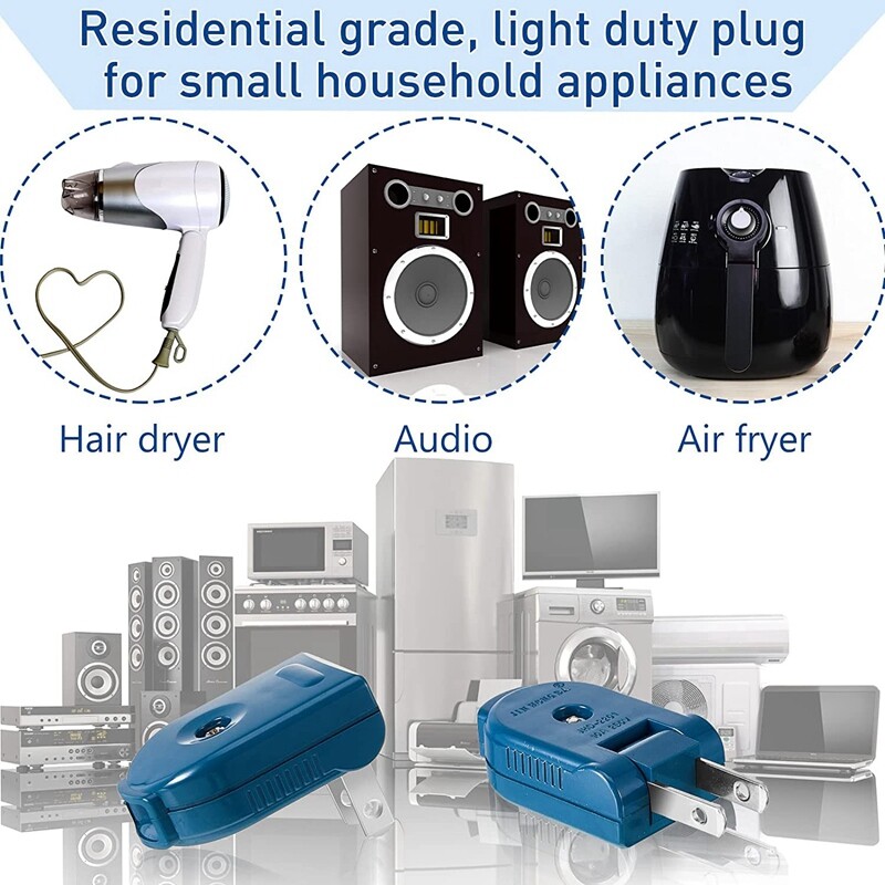1 set zamjenskih utikača za produžni kabel, električni utikač s 2 kraka, rotirajući električni utikač, produžni kabel, američki utikač
