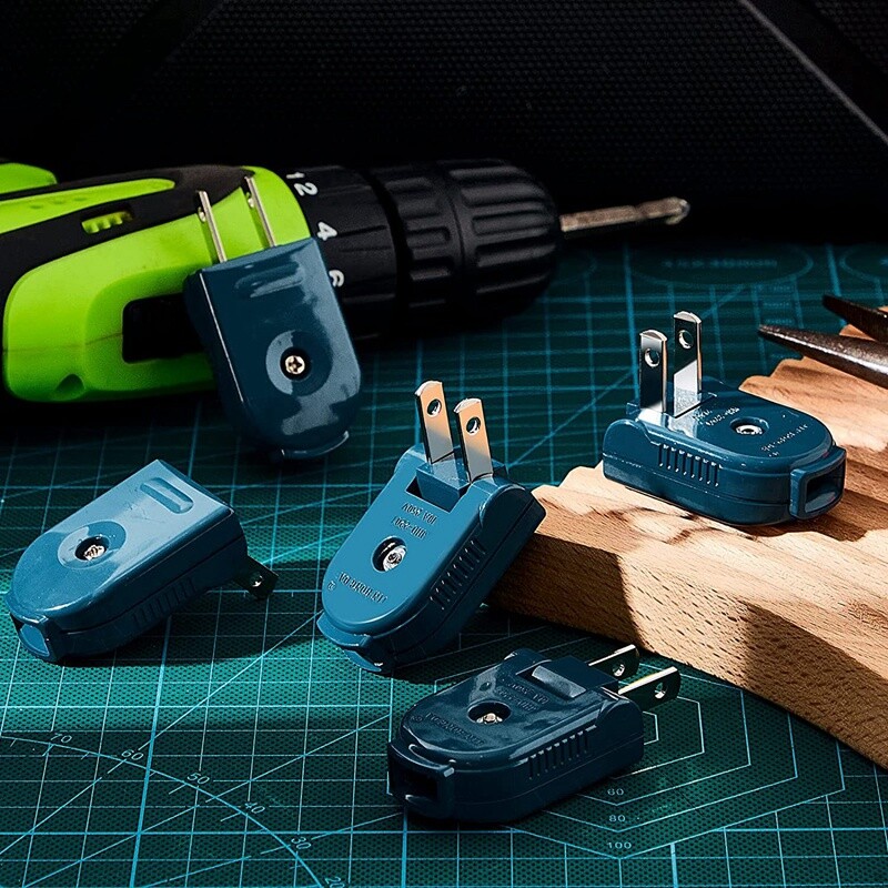 1 set zamjenskih utikača za produžni kabel, električni utikač s 2 kraka, rotirajući električni utikač, produžni kabel, američki utikač