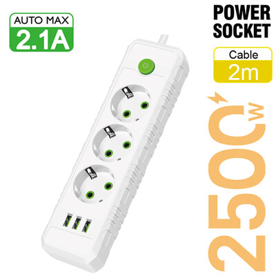 ES kontaktligzdas maiņstrāvas kontaktligzdas Daudzskārienu barošanas sloksne 2 m pagarinātāja vada kontaktligzda elektriska ar USB pieslēgvietām Ātrās uzlādes tīkla filtra adapteris