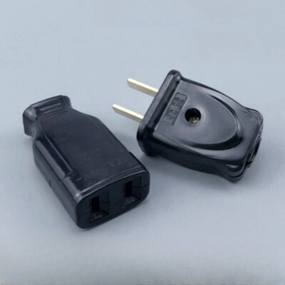 Adaptor adaptor priză de priză americană americană cu 2 pini de curent alternativ, mufă masculină, conector cu cablu prelungitor recablabil