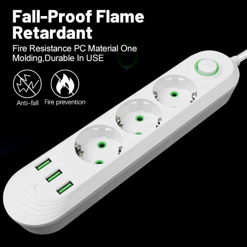 Încărcare de mare viteză de 2500 W Prize de curent alternativ Prize de curent alternativ Prize electrice multitap Filtru de rețea cu porturi USB Adaptor de filtru de rețea