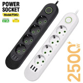 EU Plug Power Strip vahelduvvoolu pistikupesa Multitap pikendusjuhtme pistikupesa USB-portidega Kodukontori kiirlaadimise võrgufilter