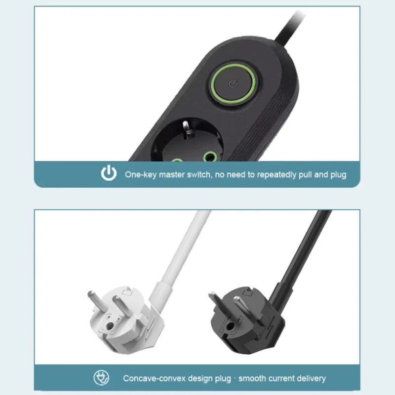 EU Plug Power Strip vahelduvvoolu pistikupesa Multitap pikendusjuhtme pistikupesa USB-portidega Kodukontori kiirlaadimise võrgufilter