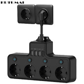KUTUMAI barošanas bloks ar 4 maiņstrāvas kontaktligzdām Sienas kontaktdakša Elektrības kontaktligzda 3 USB-A un 1 USB-C ātrās uzlādes strāvas kontaktligzda mājas birojam