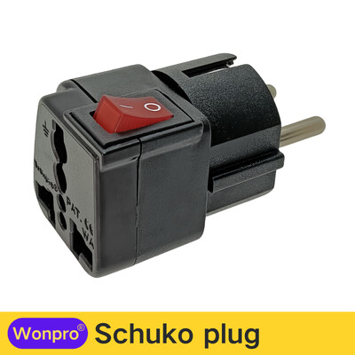 Adaptor de priză UE Schuko Germania Franța cu comutator Mian AC250V 16A Wonpro WSA-9