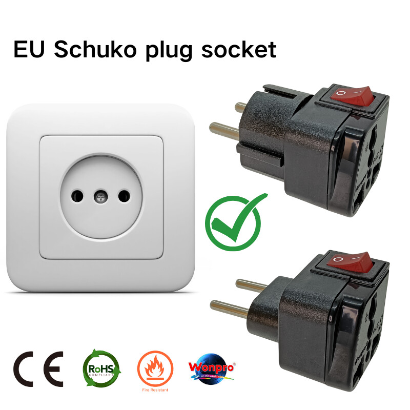 Adaptor de priză UE Schuko Germania Franța cu comutator Mian AC250V 16A Wonpro WSA-9