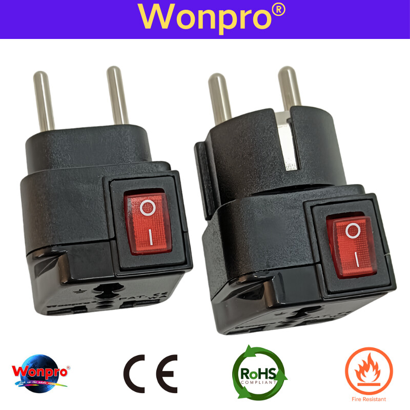Adaptor de priză UE Schuko Germania Franța cu comutator Mian AC250V 16A Wonpro WSA-9