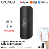 ONENUO Tuya ZigBee išmanusis temperatūros ir drėgmės jutiklis su baterijomis maitinamas ZigBee išmaniųjų namų apsauga Darbas su Alexa Google Home