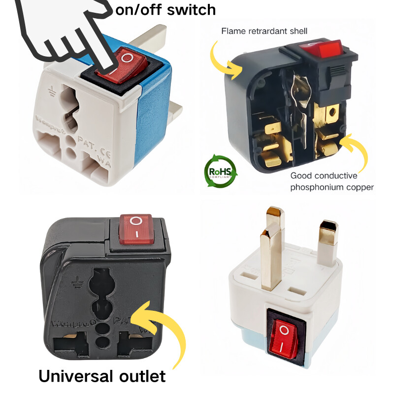 Adaptor universal US UK EU AU CN Schuko multiplu cu comutator principal pornit/oprit Seria Wonpro WSA