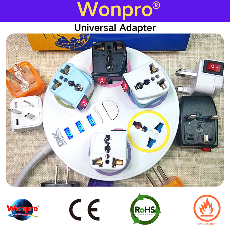 Adaptor universal US UK EU AU CN Schuko multiplu cu comutator principal pornit/oprit Seria Wonpro WSA