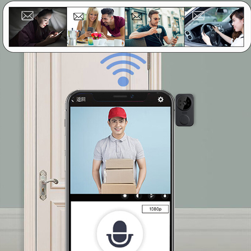 Pametno video zvono na vratima Bežična HD kamera PIR Detekcija pokreta IR alarm Sigurnosno zvono na vratima Wi-Fi Interkom za dom Stan