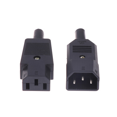 16A 250V Negru IEC Cablu drept Conector mufă C13 C14 Fișă mamă Masculin Conector de alimentare recablabil Priză AC cu 3 pini