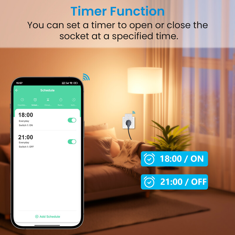 QCSMART Tuya Smart WiFi EU kontaktligzda 16A elektroenerģijas enerģijas jaudas monitors taupīšanas taimera ligzda Atbalsts Google palīgs