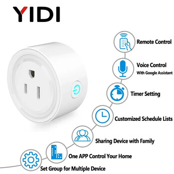 UK EU US Wifi Smart Socket Plug Ηλεκτρικός τοίχος Πρίζα Gsm Power βύσματα Χρονοδιακόπτης εξόδου Voice Tuya Τηλεχειριστήριο Smart Home