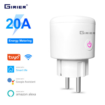 20A Tuya Wifi Smart Plug EU cu funcție de monitorizare a puterii Smart Life App Priză de comandă de la distanță Funcționează cu Alexa Google Home