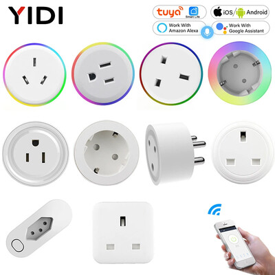 EU US UK DE BR AU IN WiFi Smart Plug Prise Smart Life Tuya App Telecomandă fără fir Priză de alimentare Alexa Google Home Fără hub