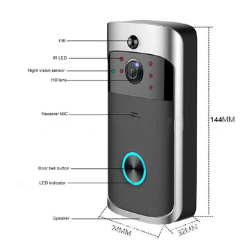 V5 Wifi Wireless Smart Doorbell Night Vision 720P Voice Video Θυροτηλέφωνο Κουδούνι πόρτας PIR ανίχνευση κίνησης Κάμερα τηλεφώνου πόρτας ασφαλείας