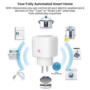 Έξυπνη πρίζα WiFi Socket EU 16A Power Monitor Λειτουργία χρονισμού Tuya SmartLife APP Control λειτουργεί με τον Alexa Google Assistant Yandex