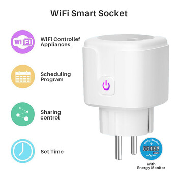 Έξυπνη πρίζα WiFi Socket EU 16A Power Monitor Λειτουργία χρονισμού Tuya SmartLife APP Control λειτουργεί με τον Alexa Google Assistant Yandex