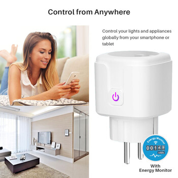 Έξυπνη πρίζα WiFi Socket EU 16A Power Monitor Λειτουργία χρονισμού Tuya SmartLife APP Control λειτουργεί με τον Alexa Google Assistant Yandex