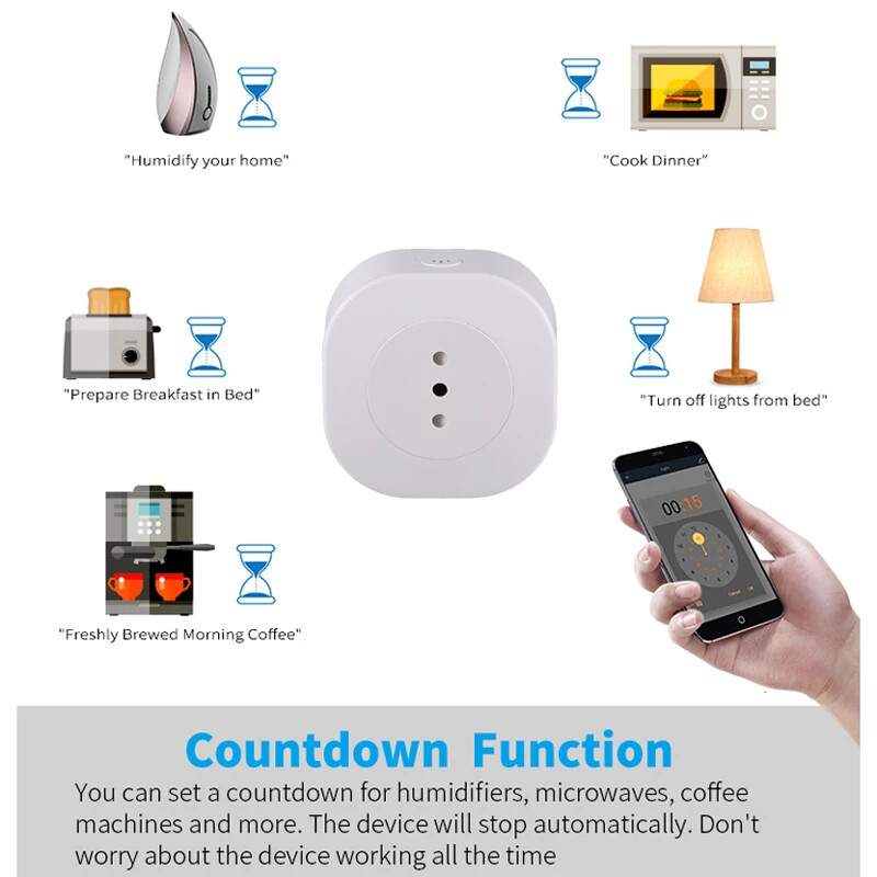 16A Wifi Smart Plug Italija Čile Utičnica Napajanje s timerom USB punjač Tuya SmartLife APP Glasovno upravljanje radi za Google Home Alexa