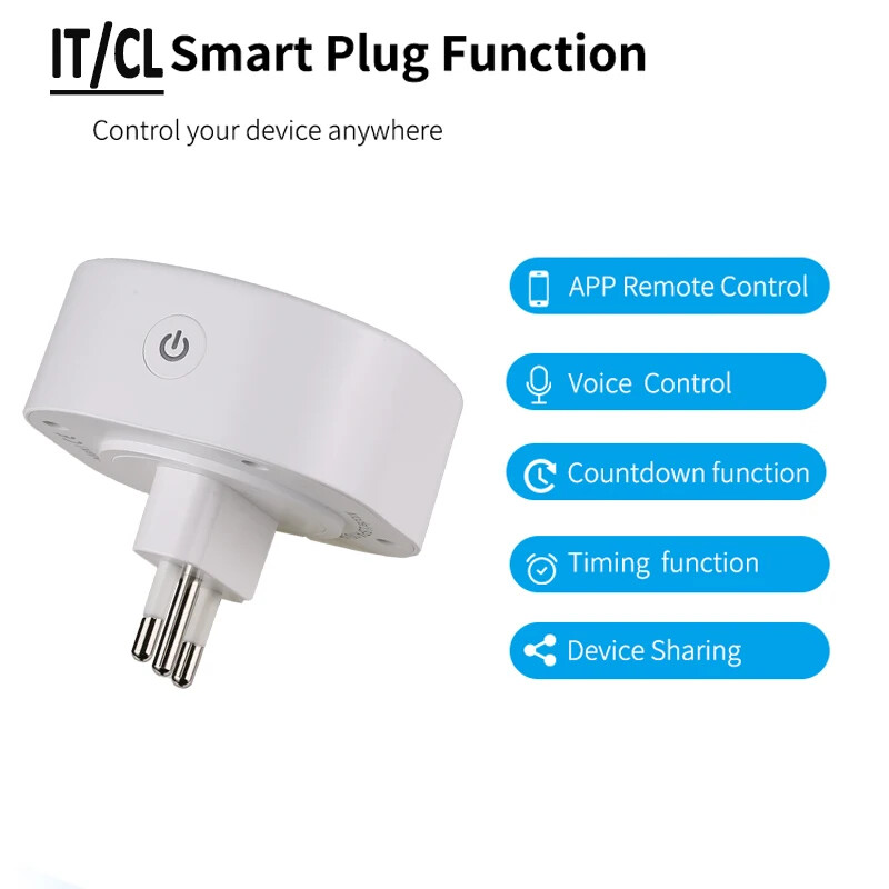 16A Wifi Smart Plug Italija Čile Utičnica Napajanje s timerom USB punjač Tuya SmartLife APP Glasovno upravljanje radi za Google Home Alexa