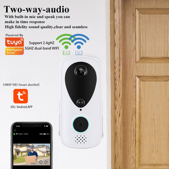 1080P Tuya Smart Video Doorbell 2.4G 5G Wifi Ασύρματο θυροτηλέφωνο Θυροτηλέφωνο Προστασία Ασφαλείας Κατοικίας Διαμέρισμα Tuya Door Bell