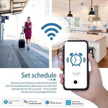 20A EU Smart Socket WiFi Smart Plug Power Monitoring Λειτουργία χρονισμού Ο έλεγχος φωνής λειτουργεί με την εφαρμογή Tuya Alexa Google Home