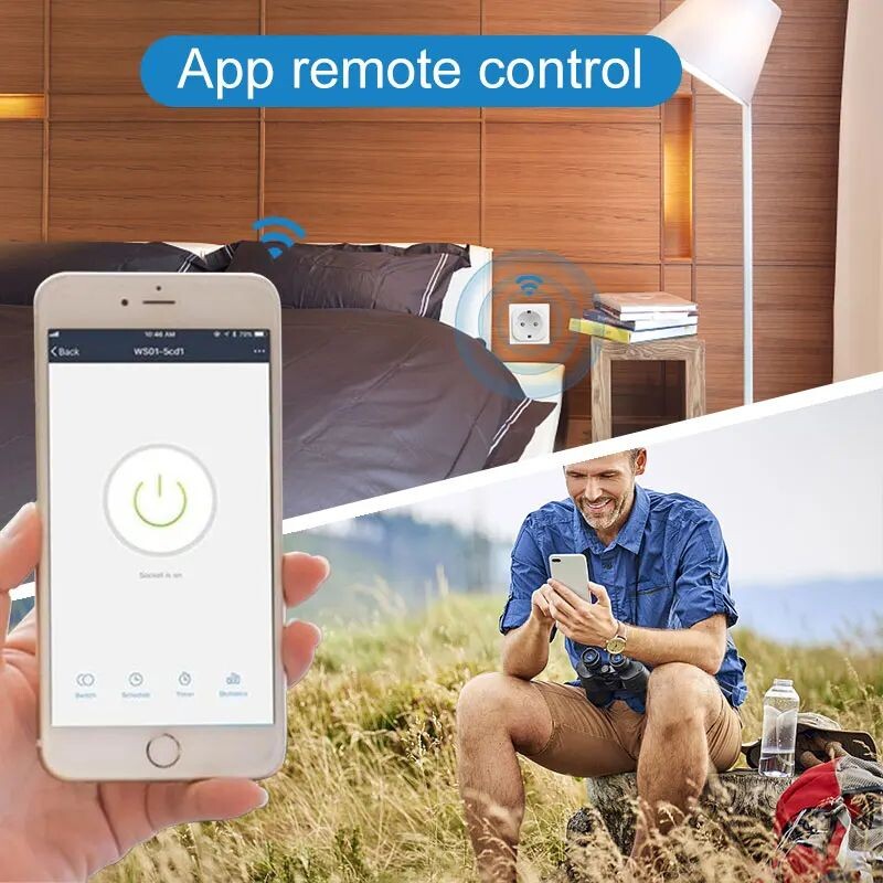20A EU Smart Socket WiFi Smart Plug Power Monitoring Laika funkcija Balss vadība darbojas ar Tuya APP Alexa Google Home