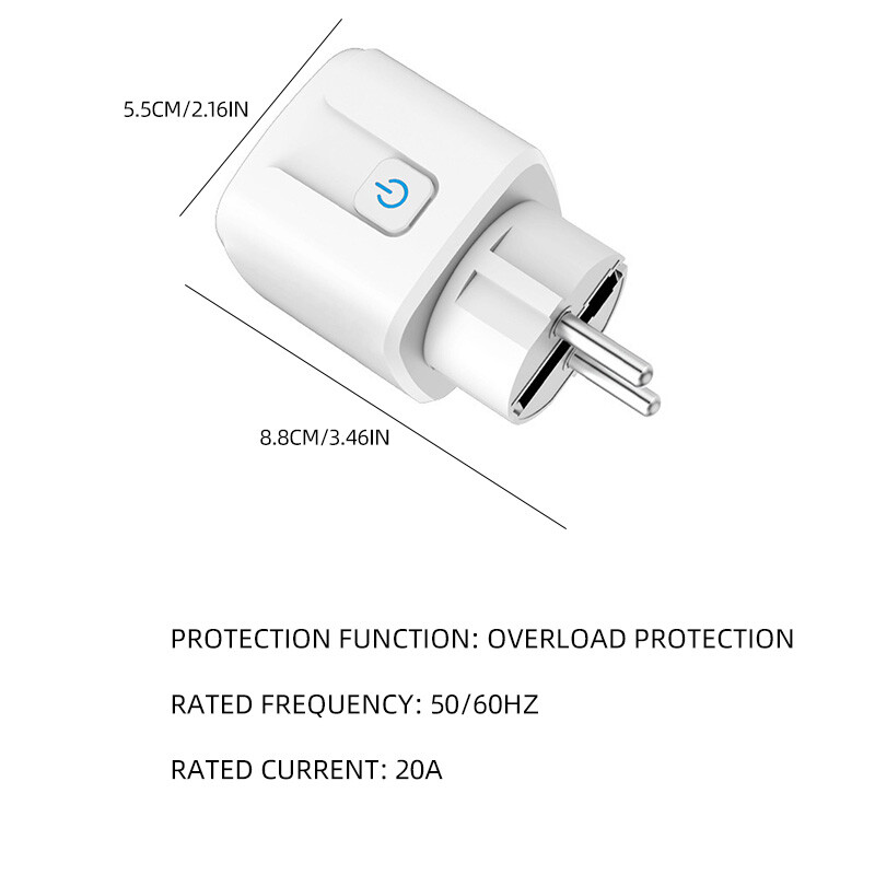 Wifi Smart Plug Eiropas mobilā APP tālvadības pults laiks Alexa VoiceControl Wifi20A ligzda Intelligent Control.