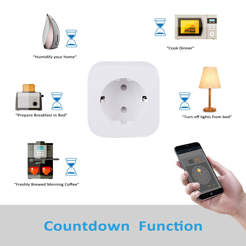 Wifi Smart Plug Eiropas mobilā APP tālvadības pults laiks Alexa VoiceControl Wifi20A ligzda Intelligent Control.