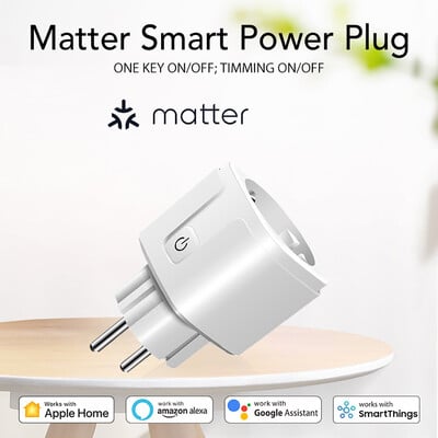 Matter EU Plug WiFi intelligens aljzat 16A háztartási készülék kimeneti távirányító hangfunkciója működik az Alexa Google Home HomeKittel