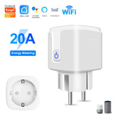 Tuya Wifi Smart Plug EU 20A intelligens aljzat teljesítményfigyeléssel Smart Life APP távirányító támogatja az Alexa Google Home Yandexet