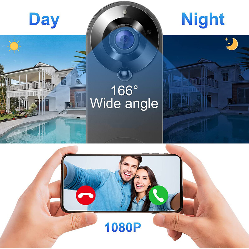 1080P wireless WIFI sonerie video interfon sonerie cu cameră Tuya Smart Home pentru protecție de securitate PIR detectie mișcare