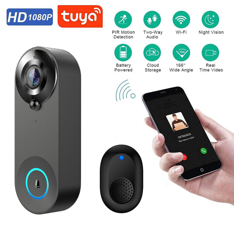 1080P wireless WIFI sonerie video interfon sonerie cu cameră Tuya Smart Home pentru protecție de securitate PIR detectie mișcare