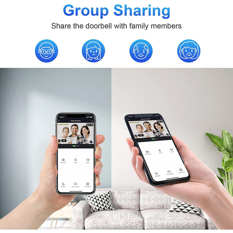 1080P wireless WIFI sonerie video interfon sonerie cu cameră Tuya Smart Home pentru protecție de securitate PIR detectie mișcare