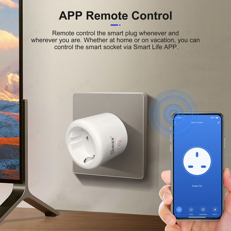 GIRIER Tuya ZigBee kištukas 20A Smart Outlet Socket EU su galios stebėjimo laikmačio funkcija 4200W Veikia su Alexa Alice Ei Google